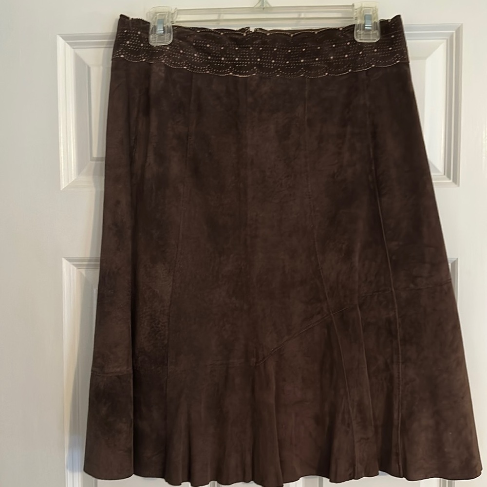 Cabi brown suede skirt.